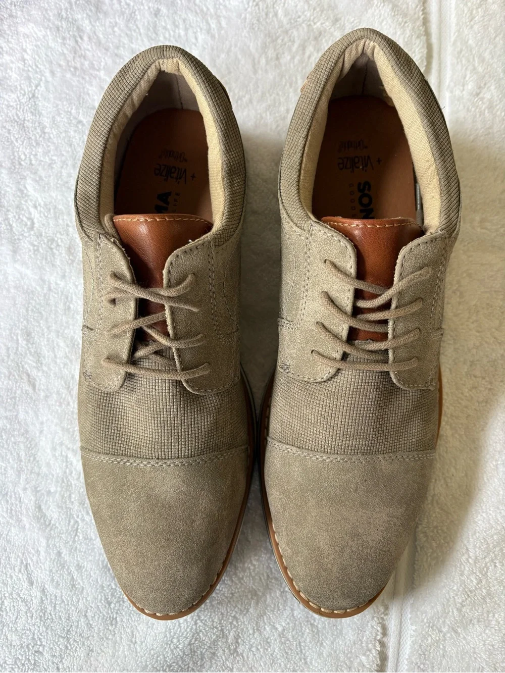 Sonoma Men’s Tan/Brown Suede Oxford Shoes Size 8.5 Like New
